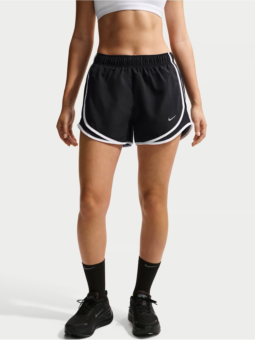 Nike Women's Black Tempo Running Shorts with White Trim